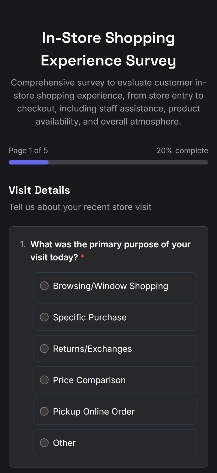 A Claform survey rendered natively on mobile
