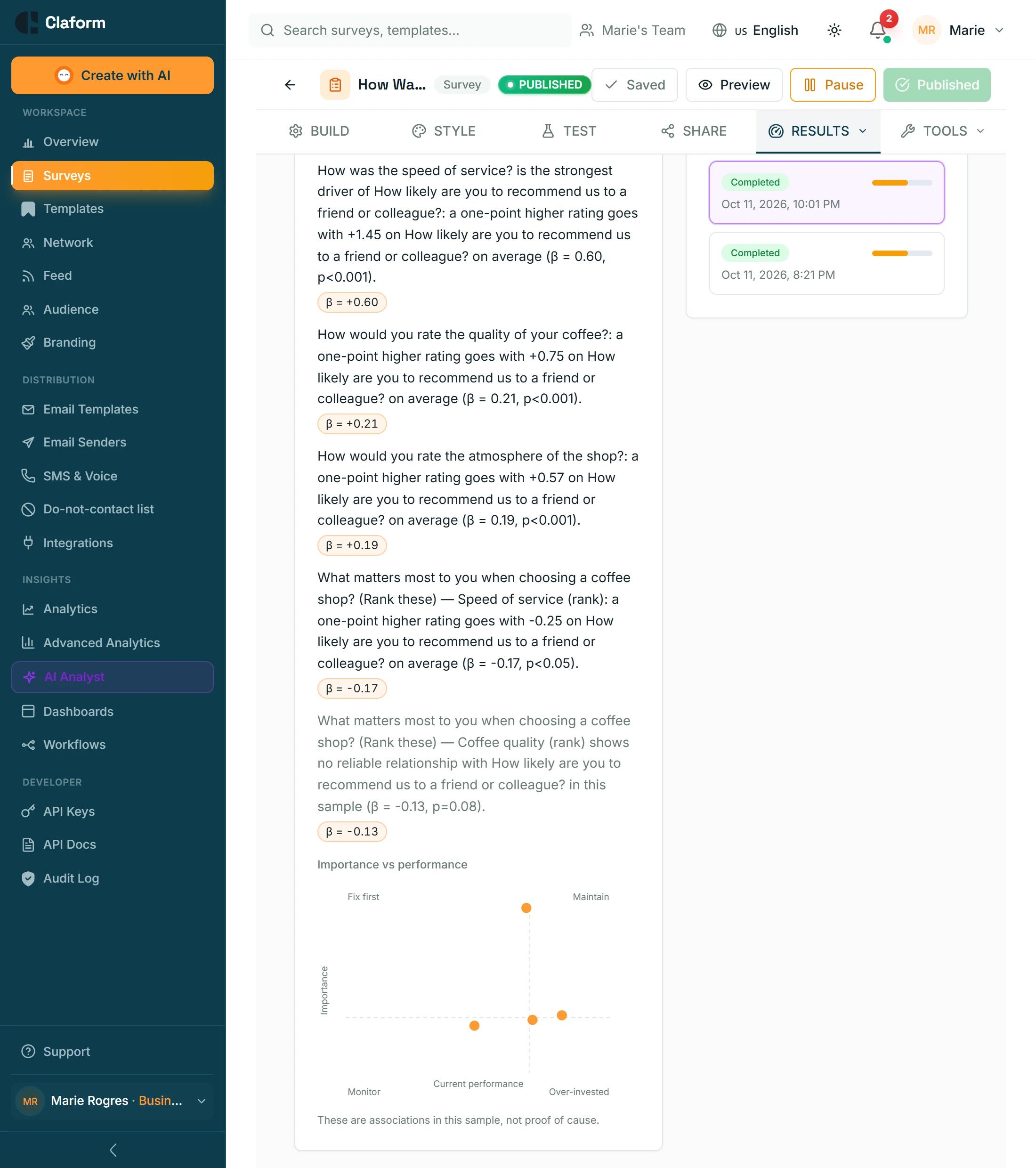 Factores clave del AI Analyst