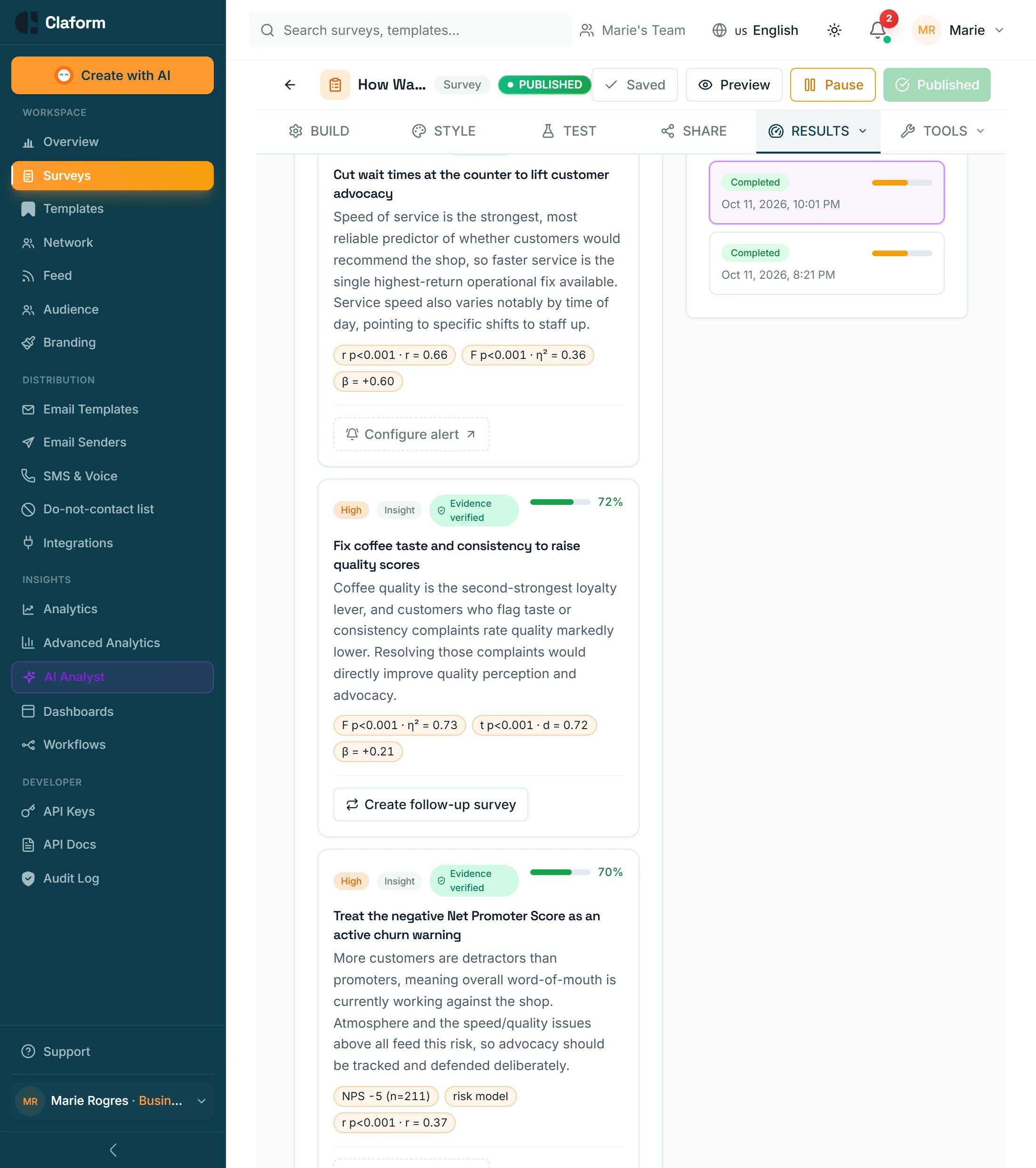 AI Analyst recommendations