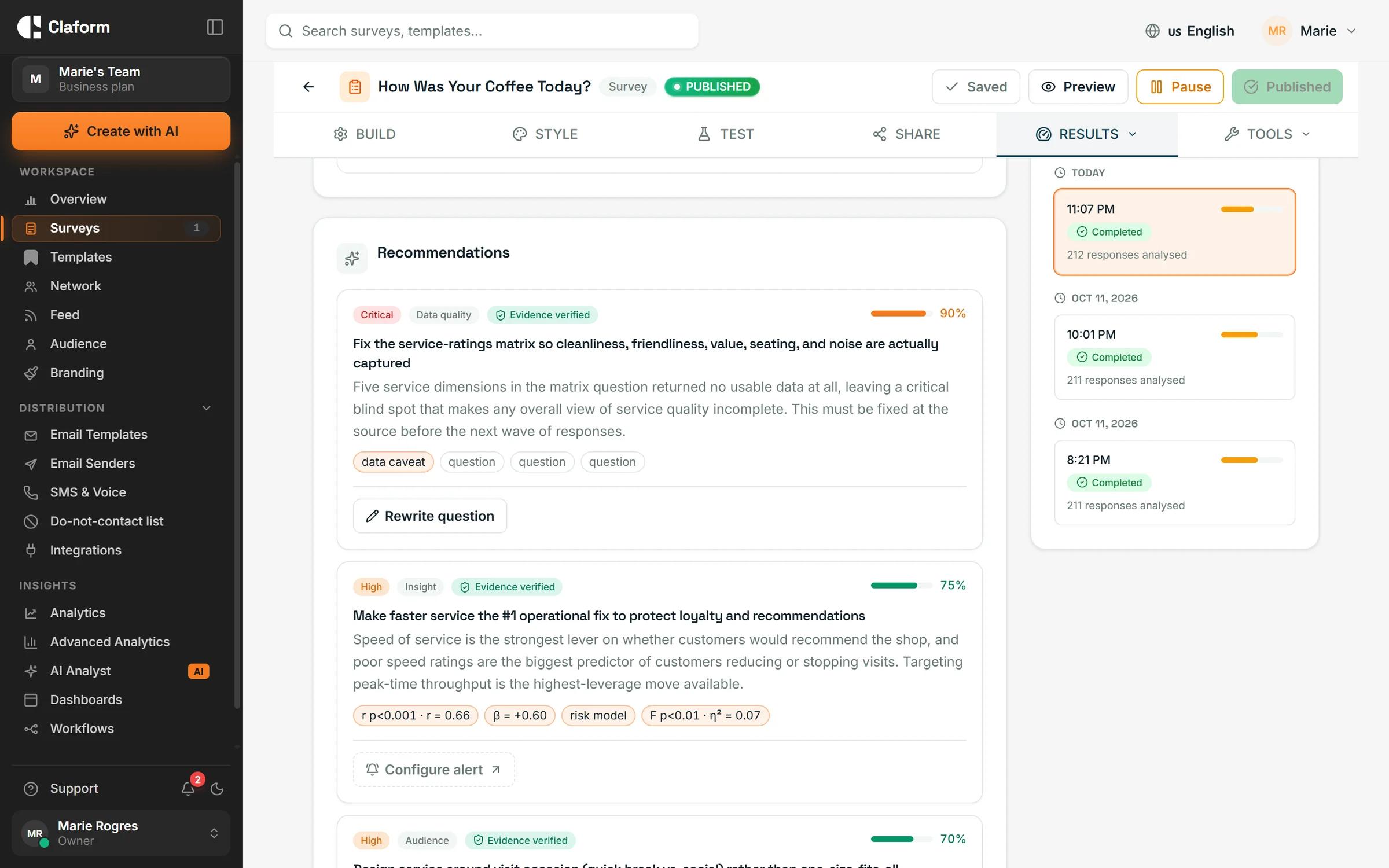 توصيات AI Analyst