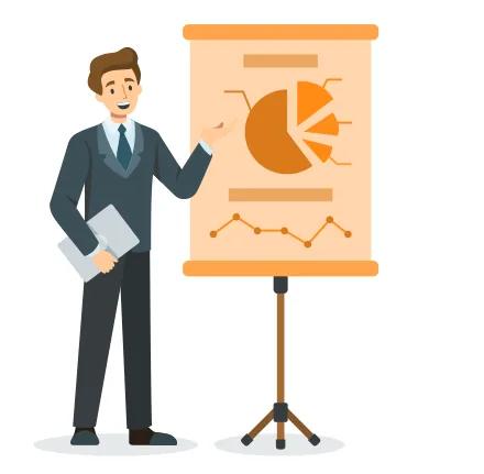 محلِّلة تعرض نتائج الاستبيان على رسوم بيانية