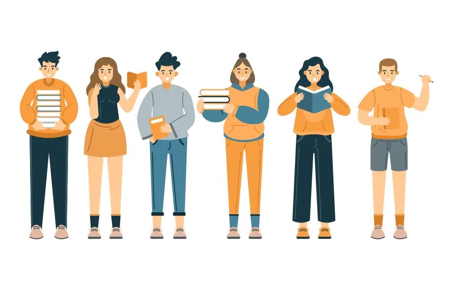 Illustration of people reading together