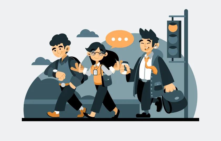 Illustration of colleagues in conversation