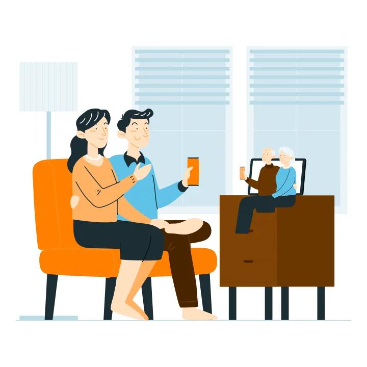 Illustration of people connecting over a video call